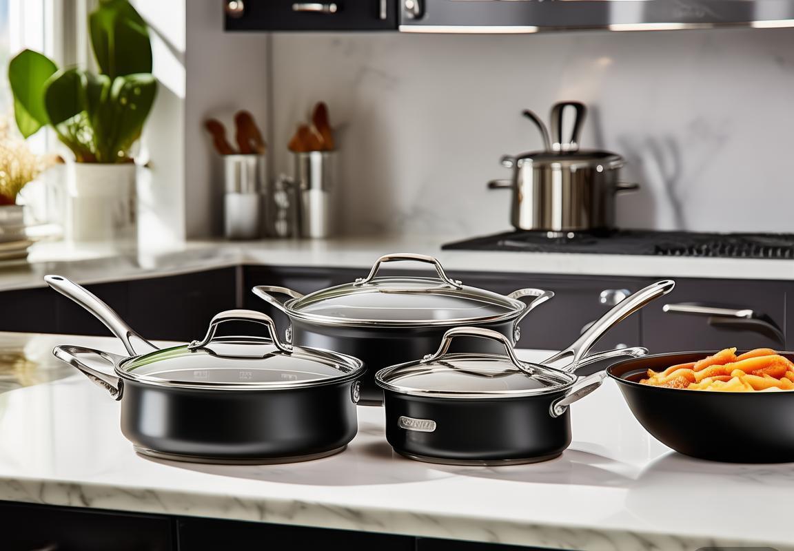 Bộ nấu ăn Baccarat 6 Piece Cookset: Nồi chống dính Titan, Mặt nắp Kính, Đồ nấu ăn Cao cấp